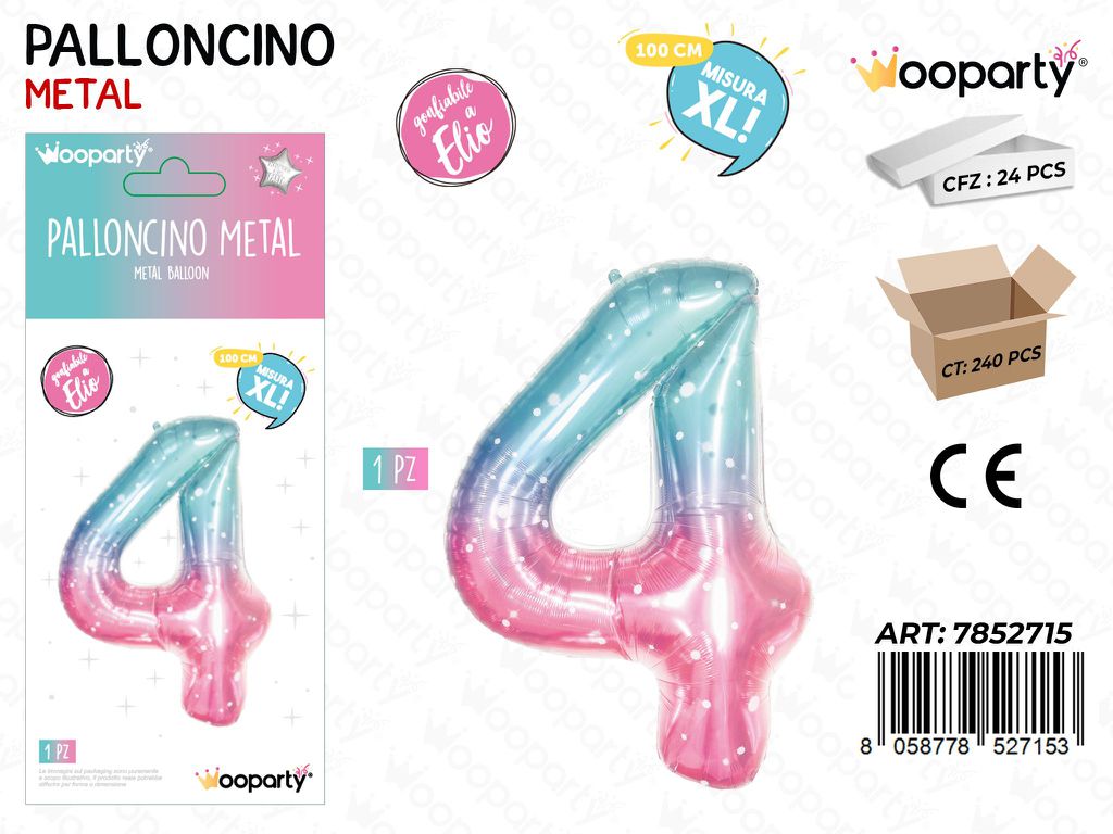 Wooparty Palloncino Metal Gradient N.4 100CM