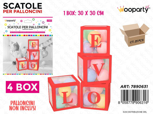 Scatole per Palloncini 4BOX Love Rosso 30*30CM