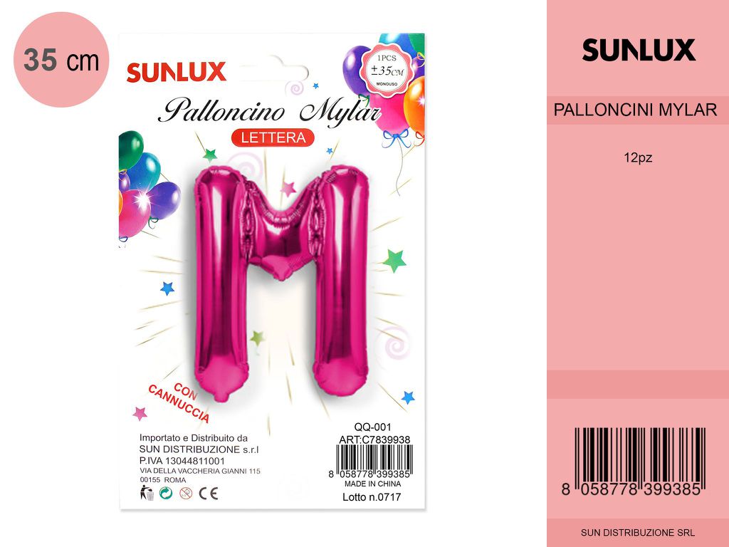 Palloncino Mylar Fucsia Lettera M