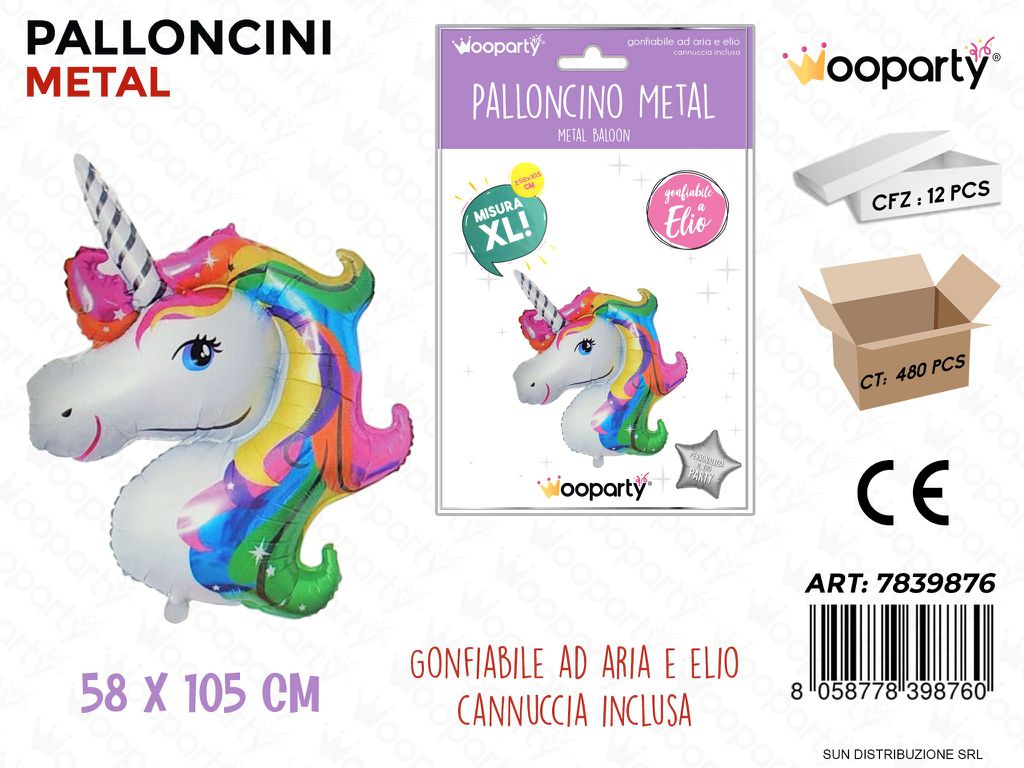 Palloncino Metal Unicorno 58*105CM