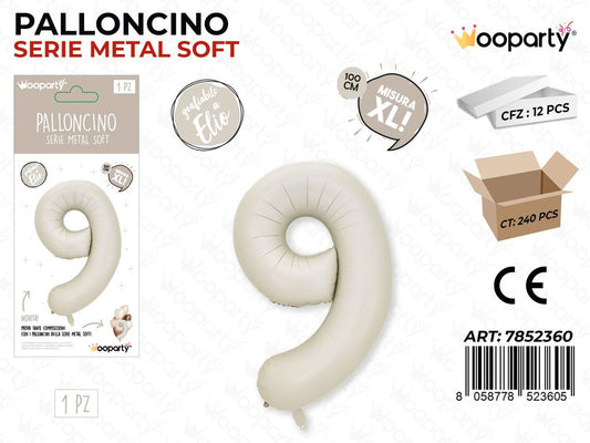 Wooparty Palloncino N.9 Metal Soft 100CM
