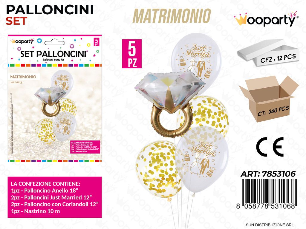 Set Palloncini Matrimonio 5PCS Ass.