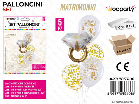 Set Palloncini Matrimonio 5PCS Ass.