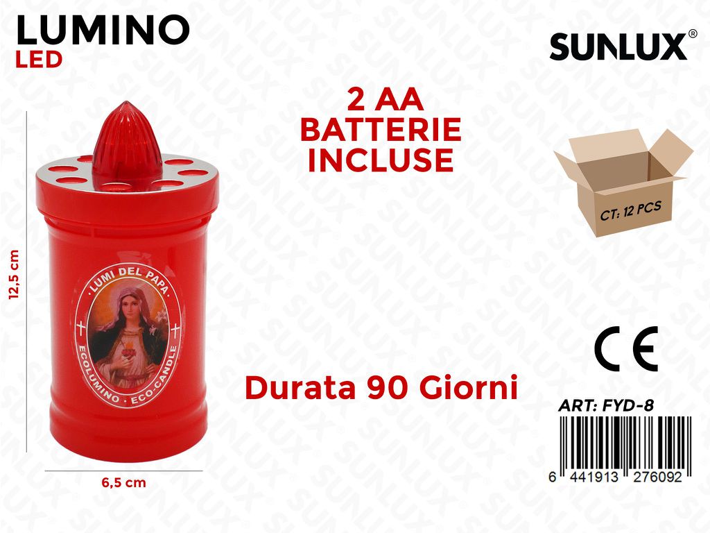 Lumino Elettrico A Led Rosso 6.5*12.5Cm