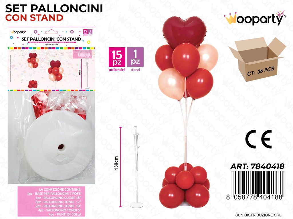 Set Pallon. c/ Stand 15PCS Ass. 130CM