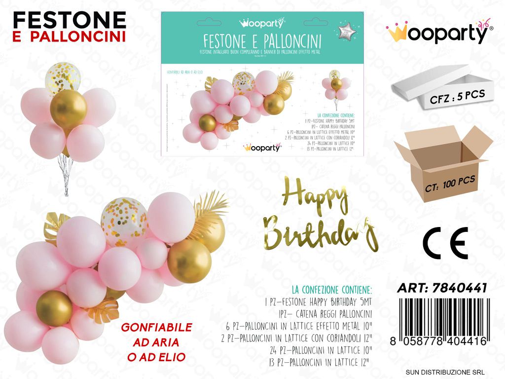Kit Festone e Palloncini Ass. Happy Birth.