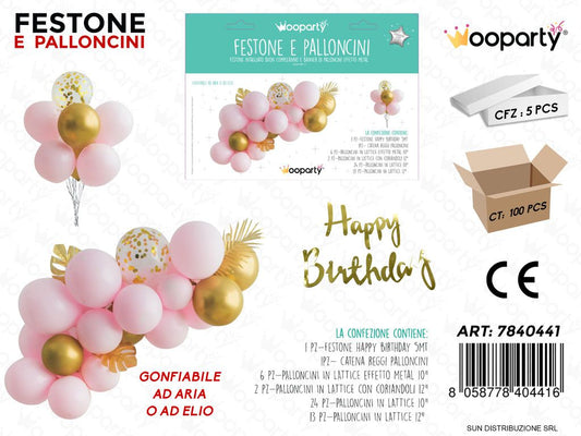 Kit Festone e Palloncini Ass. Happy Birth.