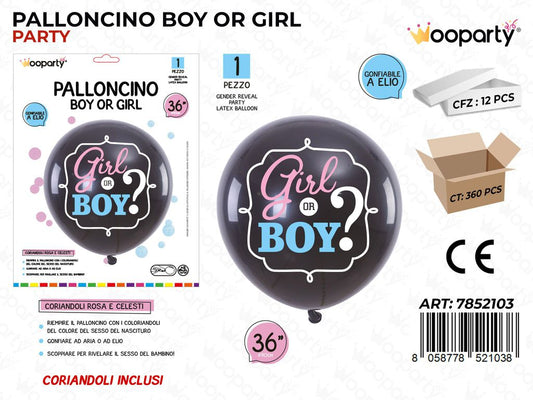 Palloncini Boy Or Girl c/ Coriandoli 90CM