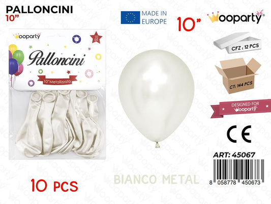 Palloncino Bianco Metal 10 10PCS