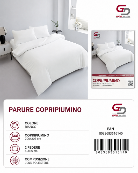 Parure Copripiumino Copripiumino+2 Federe Cuscino 200*205Cm 50*80+20Cm
