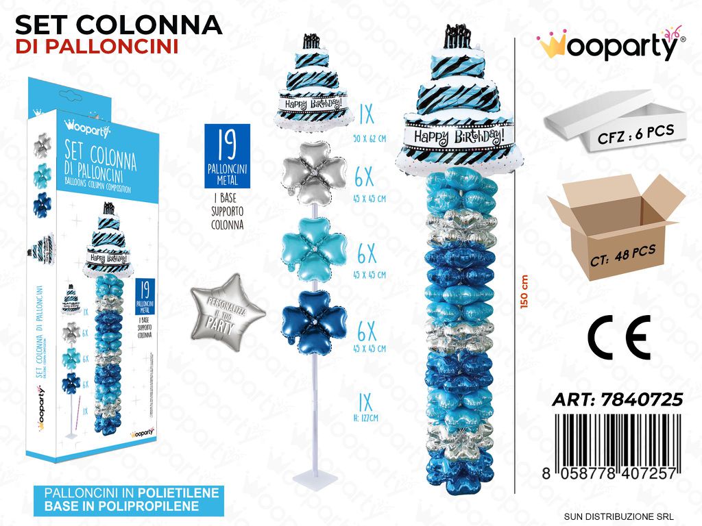Set Colonna di Palloncini Hb Cel. 19PCS Ass.