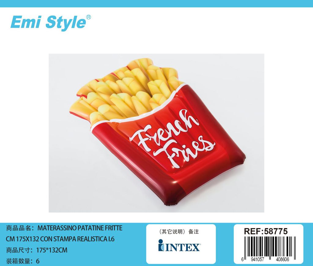 Materassino Patatine Fritte cm 175X132 Con Stampa Realistica I.6