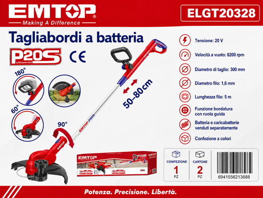 Decespugliatore Tagliabordi a Batteria 300mm