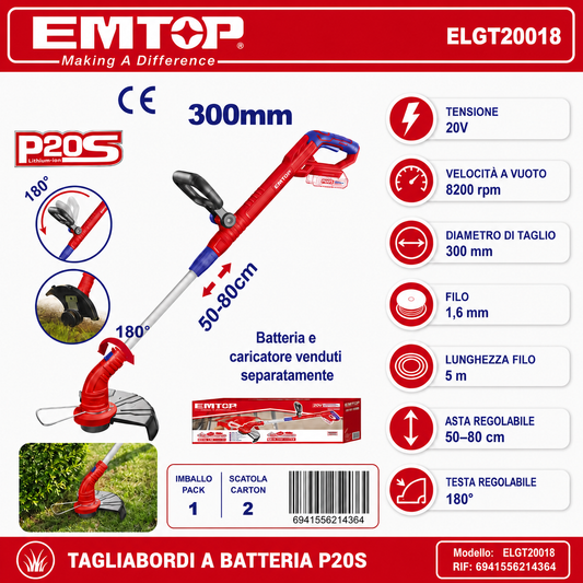 Decespugliatore Tagliabordi a Batteria 300mm