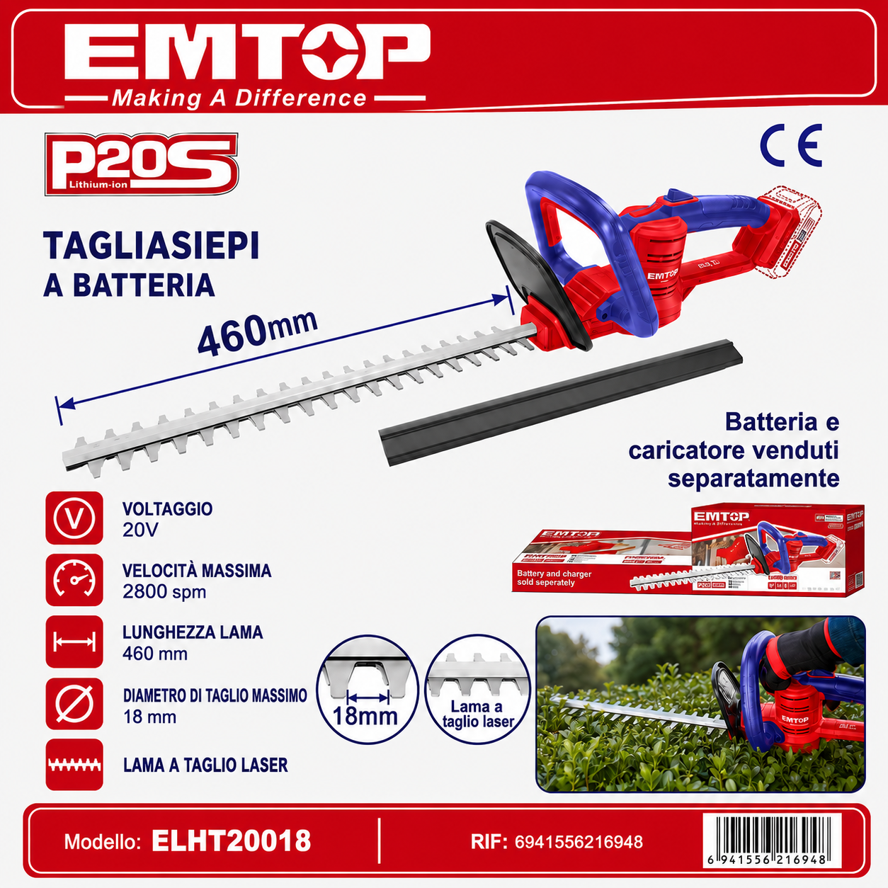 Tagliasiepi a Batteria 460mm