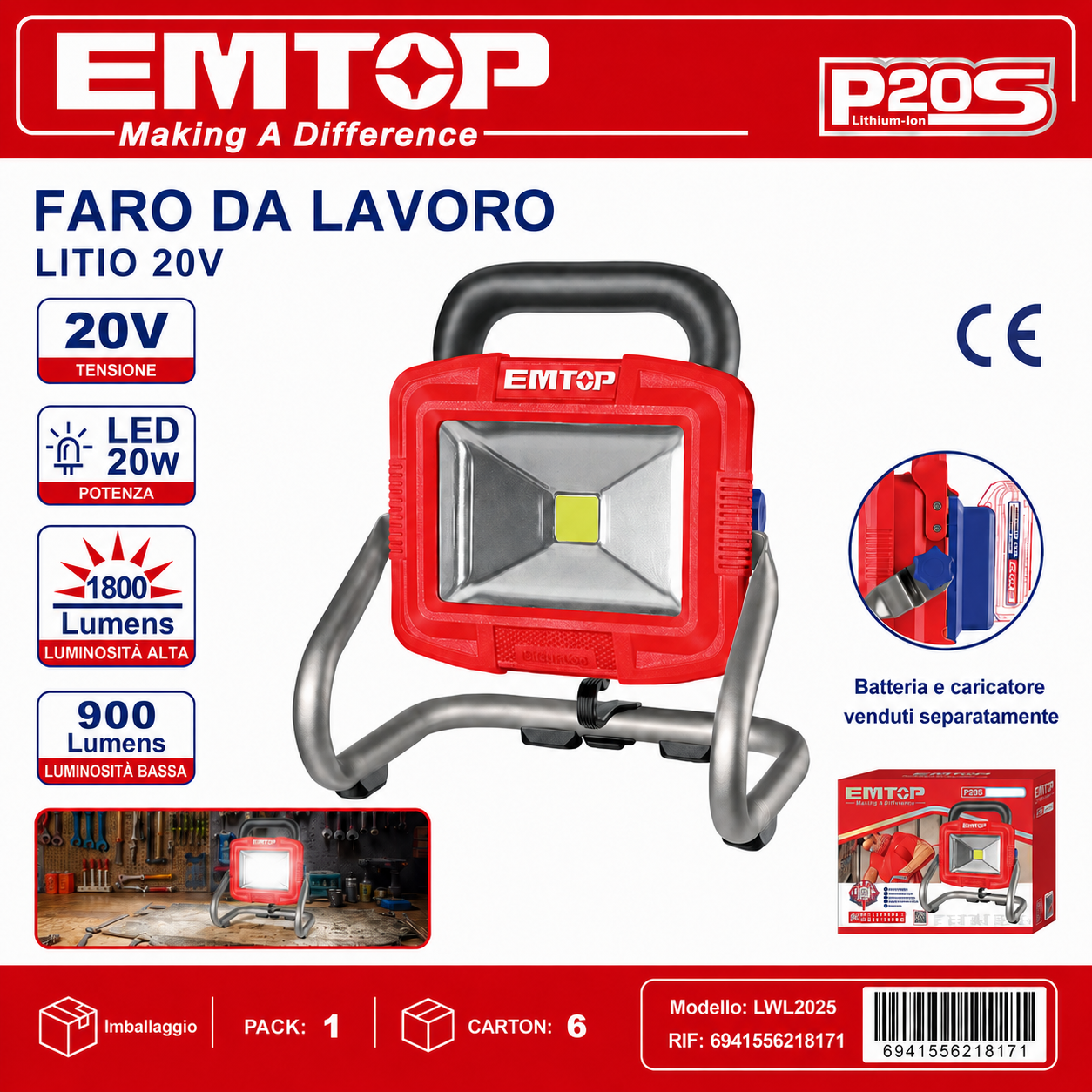 Lampada Portatile Senza Fili 20v