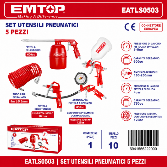Set di 5 Pezzi di Utensili Ad Aria Compressa