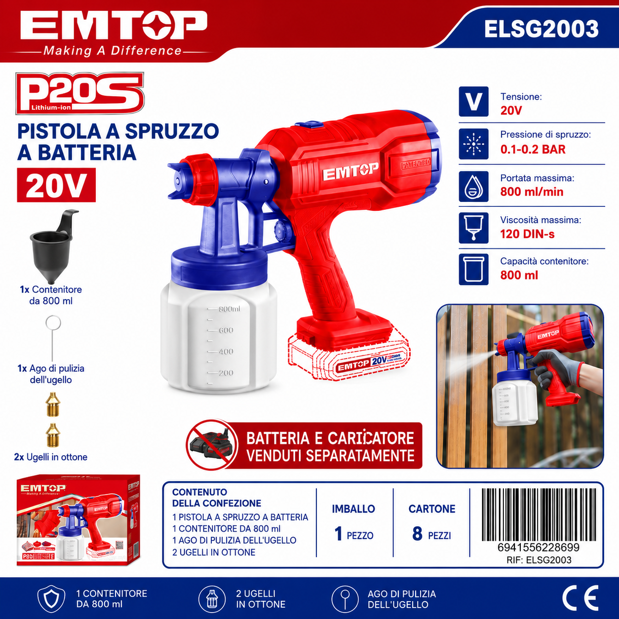 Pistola Spray Senza Fili 20v