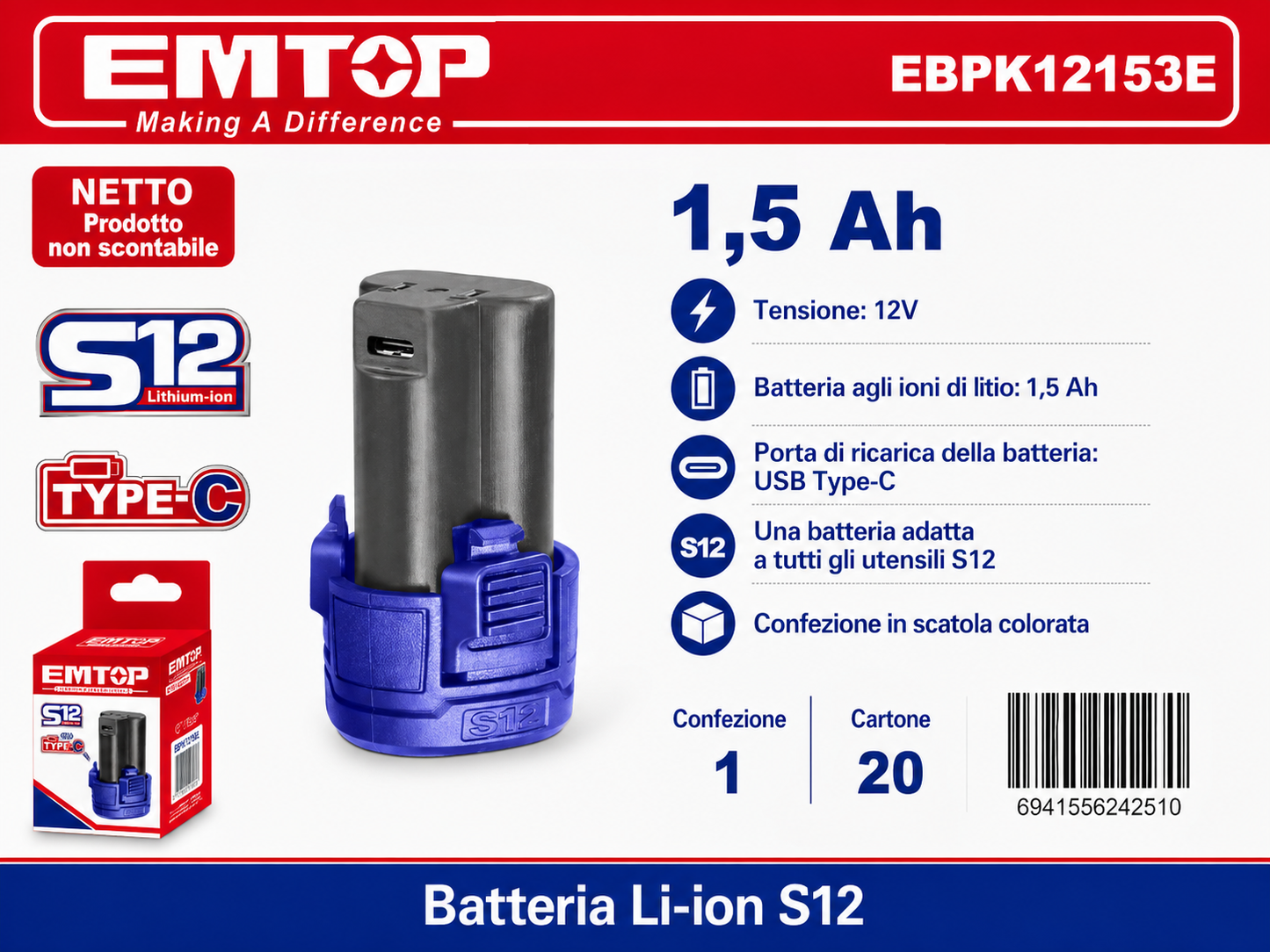 Batteria agli ioni di Litio 1.5ah