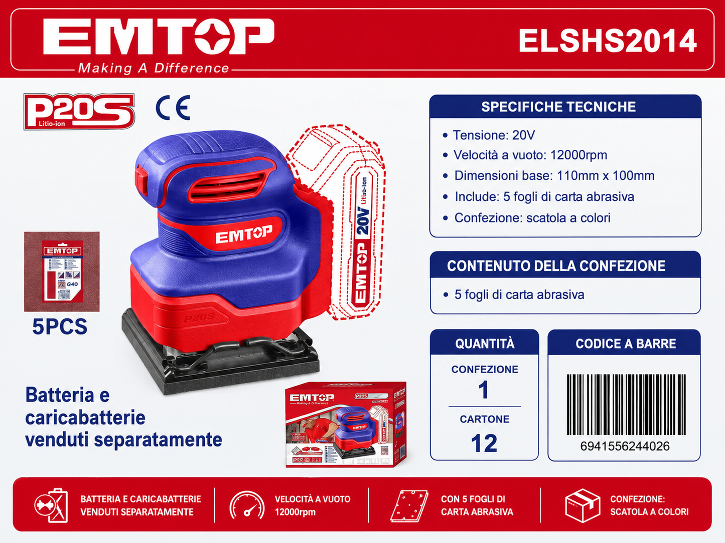 Levigatrice Orbitale a Batteria