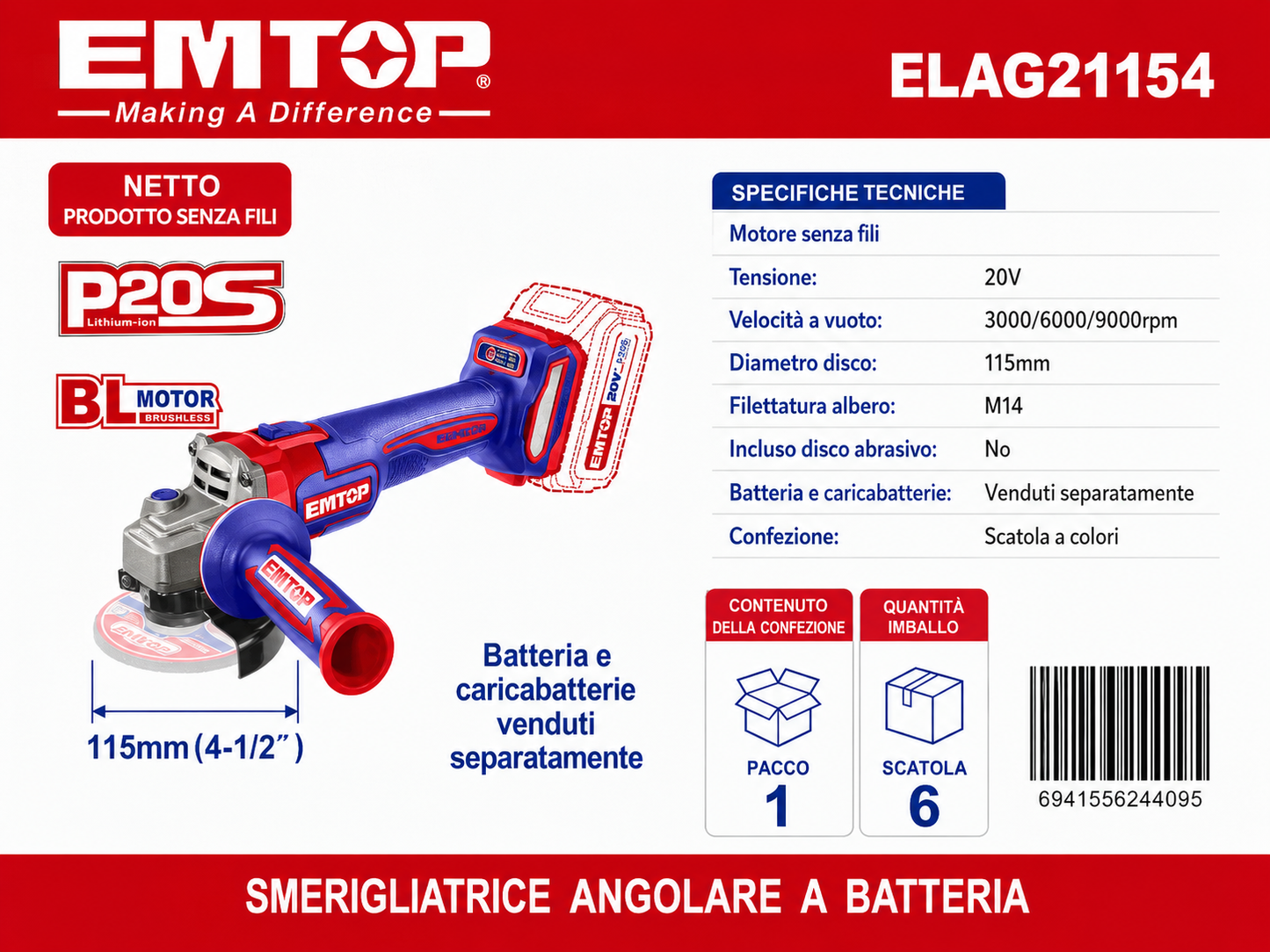 Smerigliatrice Angolare a Batteria