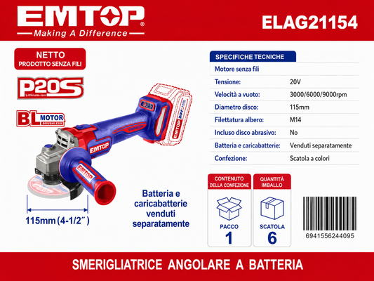Smerigliatrice Angolare a Batteria