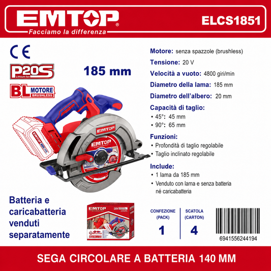 Sega Circolare a Batteria 185mm