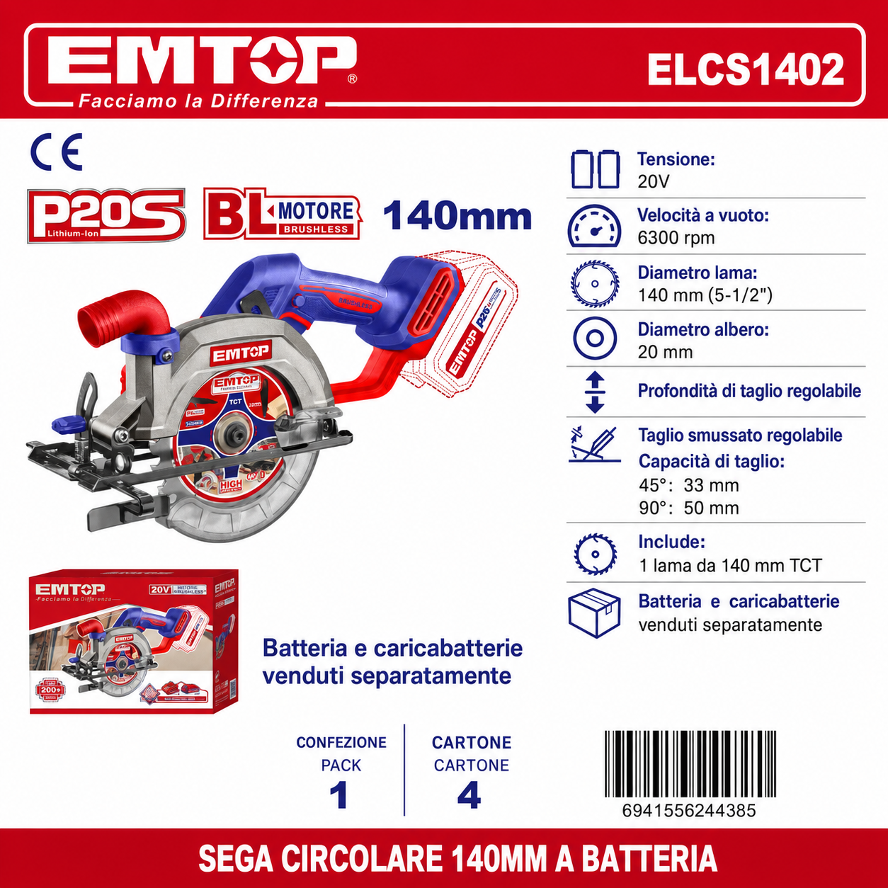 Sega Circolare a Batteria 140mm