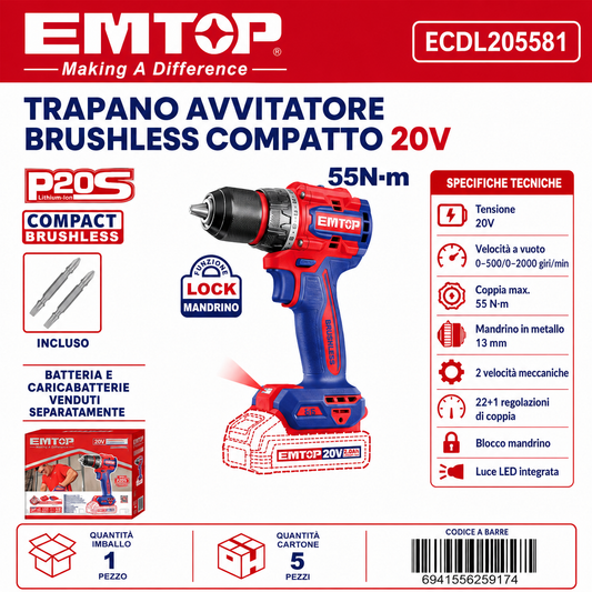 Trapano Compatto Senza Fili P20s