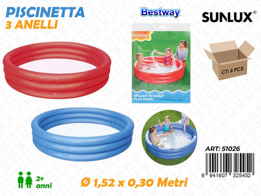 Piscina 3 Anelli Col. Ass. 1.52*0.30MT