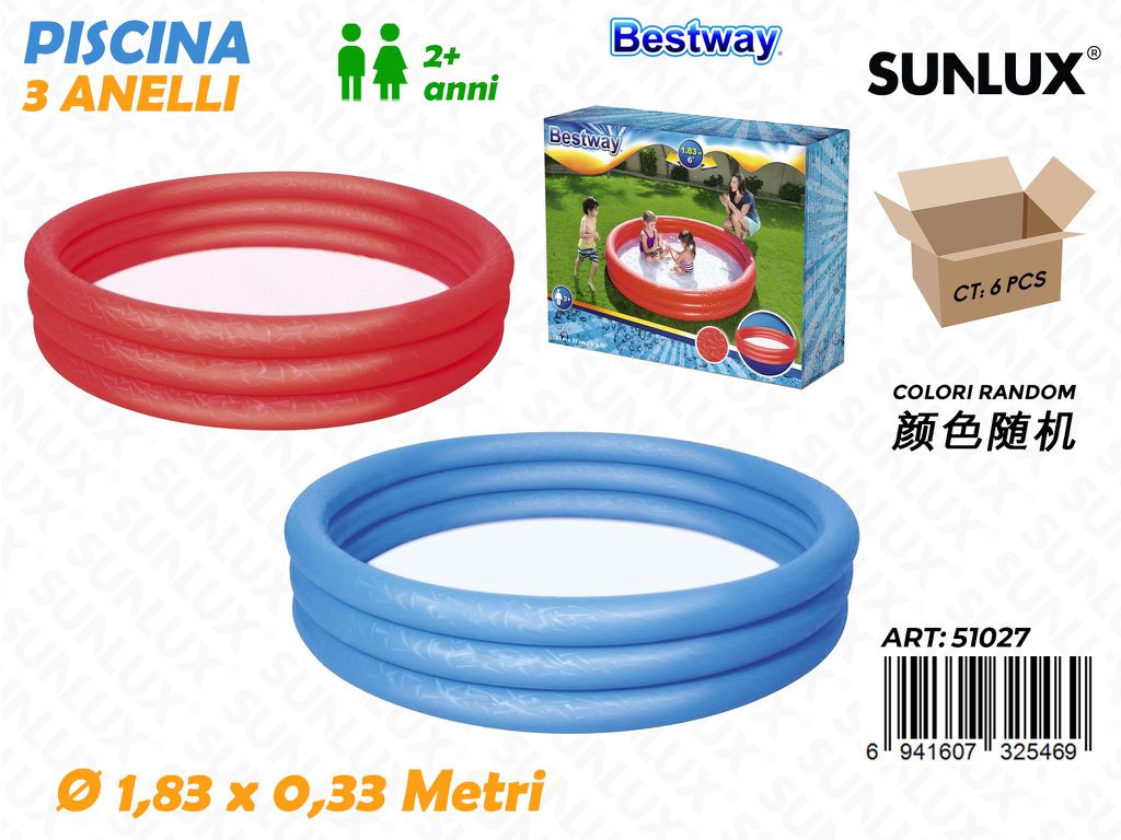 Piscina 3 Anelli Col. Ass. 1.83*0.33MT