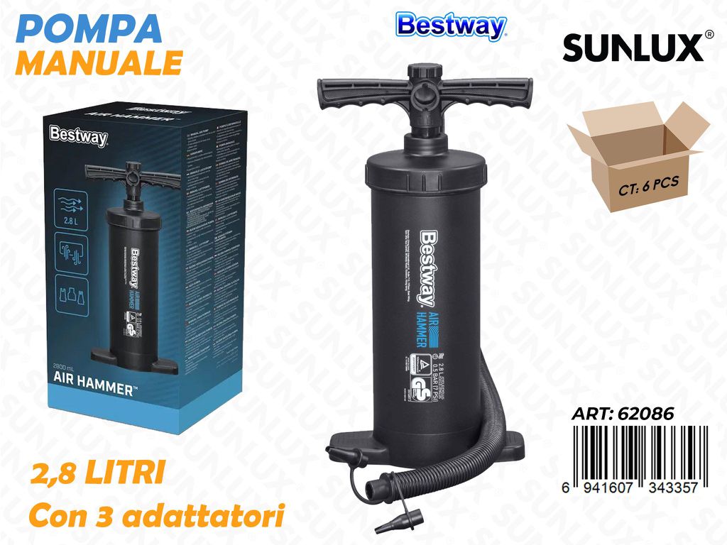 Pompa Manuale c/3 Adattatori 2.8LT