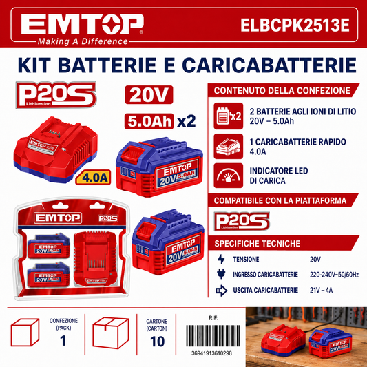 Kit Batterie e Caricabatterie P20s agli ioni di Litio P20s