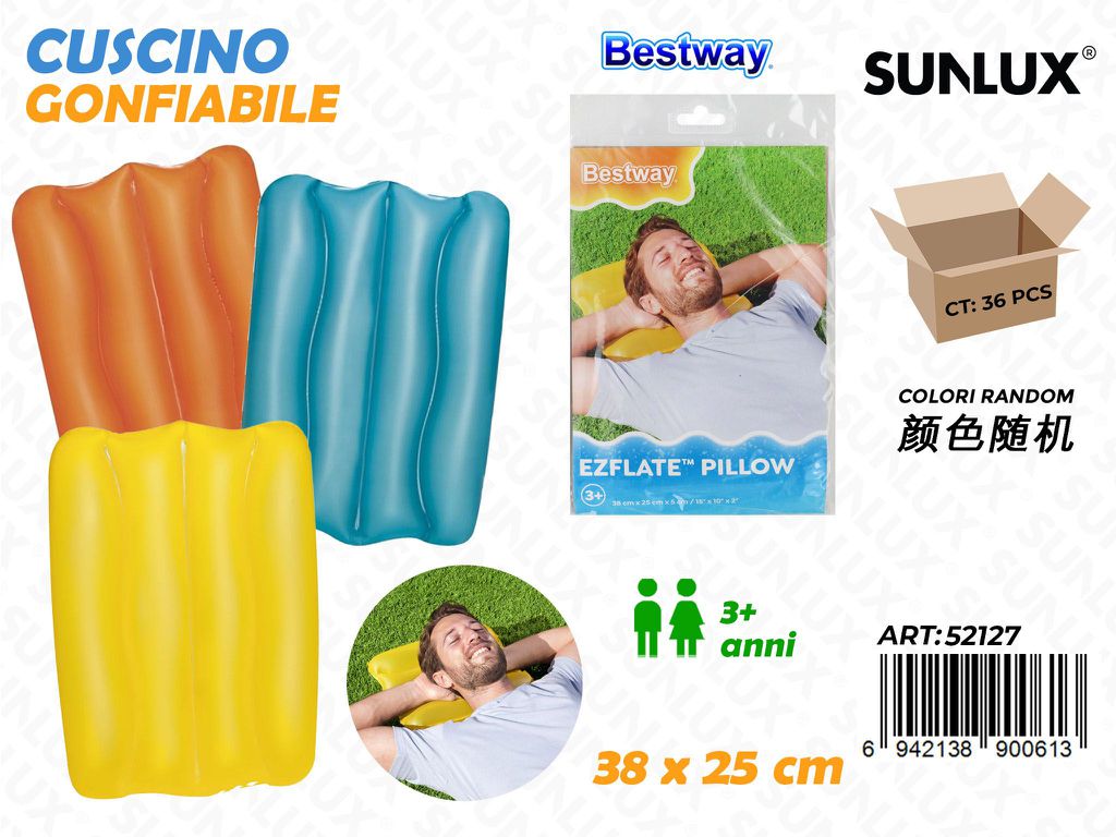 Cuscino Gonfiabile Col. Ass. 38*25*5CM / Pz da 6