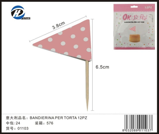 Bandierina Per Dolci 12Pz Rosa