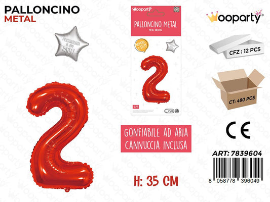 Palloncino Rosso Metal 35CM N. 2