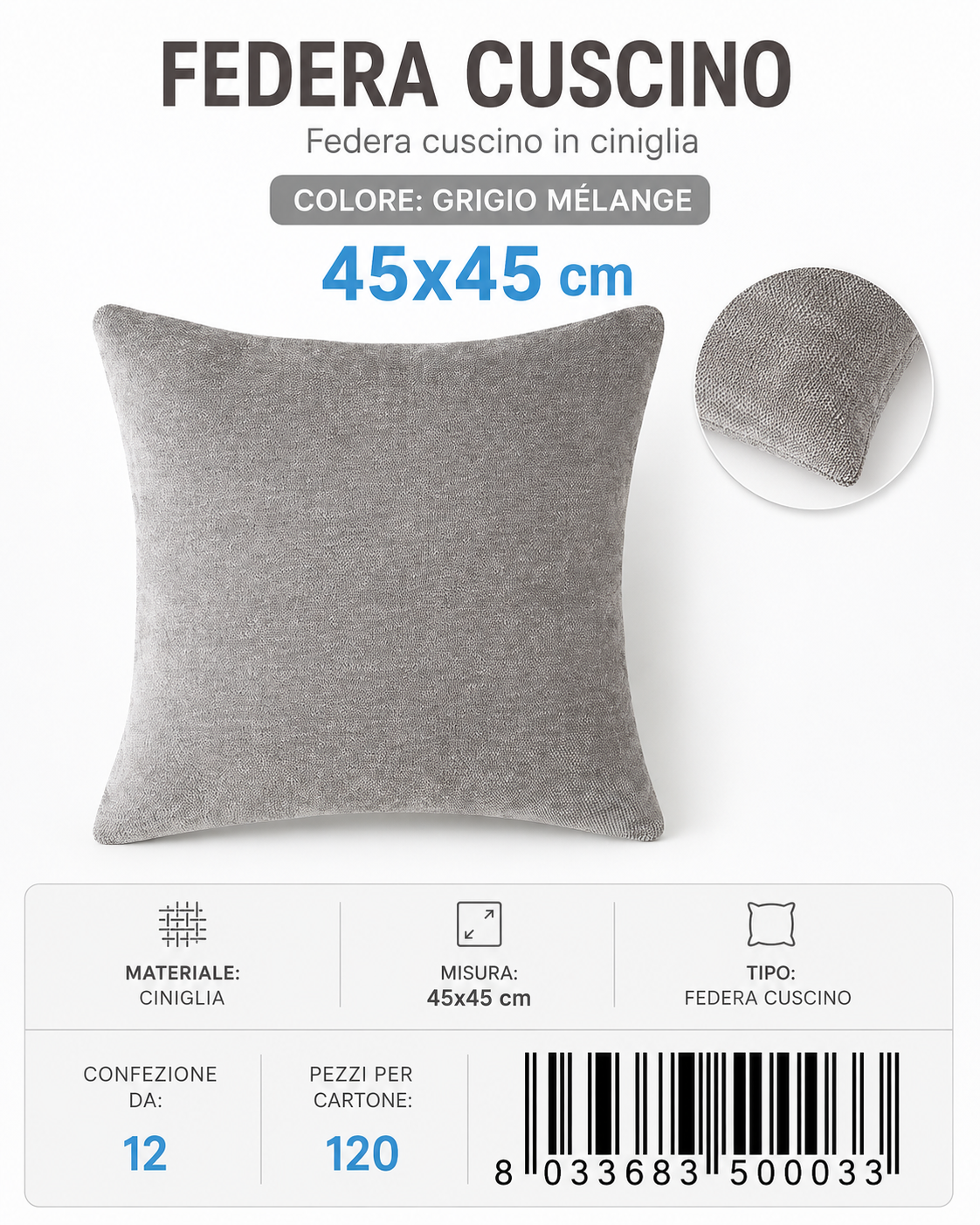 Federa Per Cuscino 45*45Cm