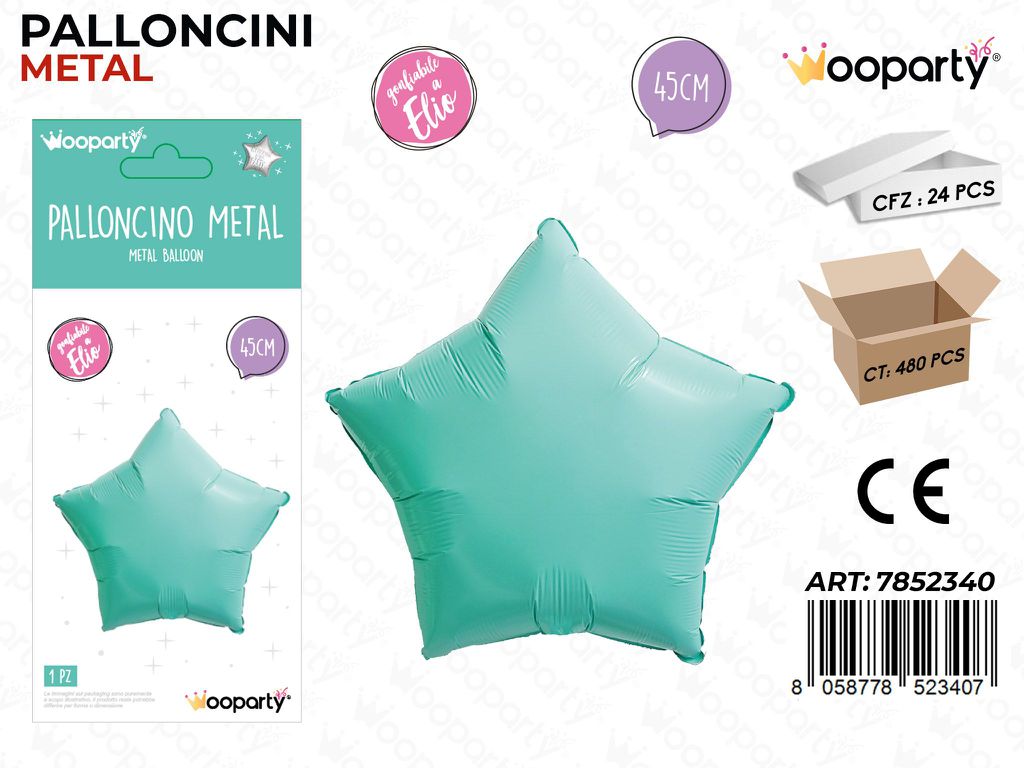 Wooparty Palloncino Metal Stella Ve. Acqua 45CM