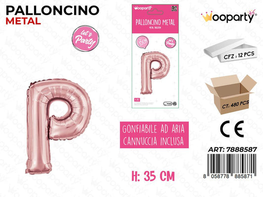 Palloncino Metal Oro Rosa 35CM Let. P