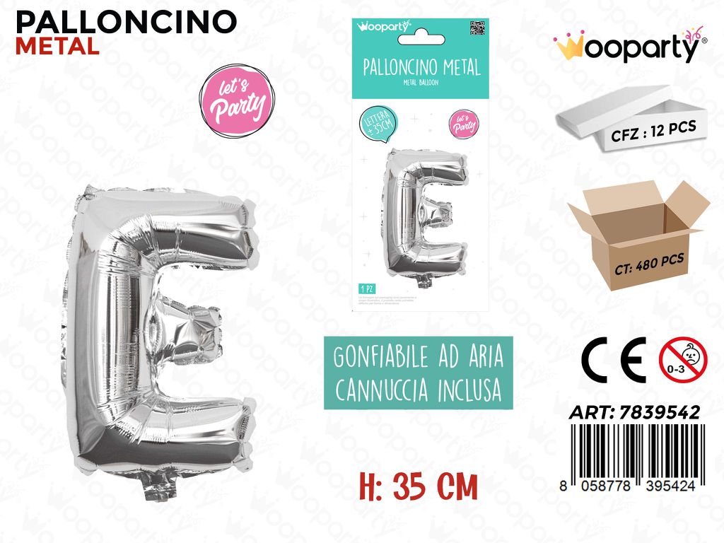 Palloncino Argento Metal 35CM L. e