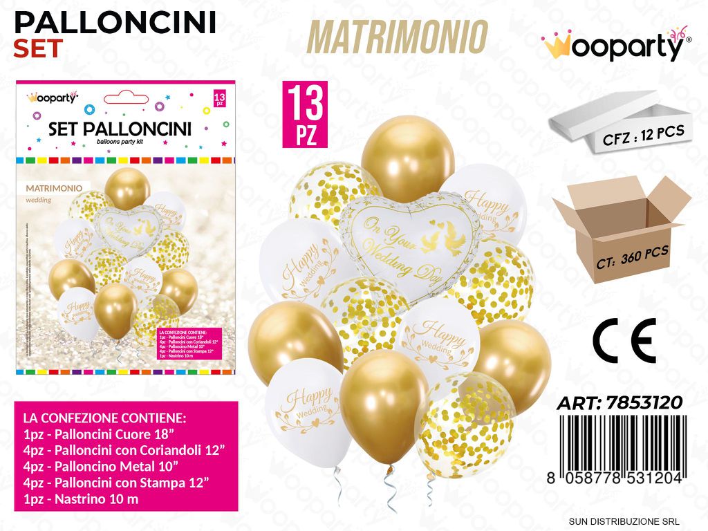 Set Palloncini Matrimonio 13PCS Ass.