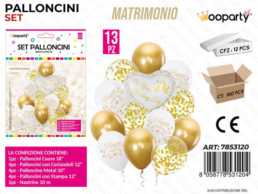 Set Palloncini Matrimonio 13PCS Ass.