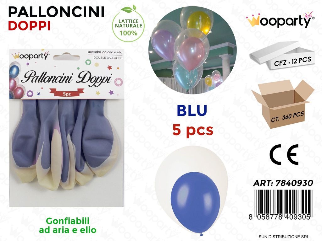 Palloncini Doppi Trasp.- Blu 5PCS
