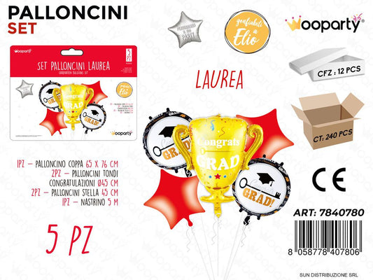 Set Palloncini Laurea 5PCS Ass.