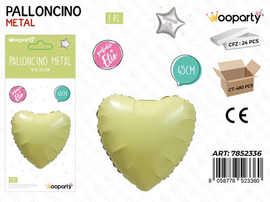 Wooparty Palloncino Metal Cuore Giallo 45CM