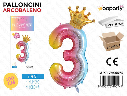 Set Palloncini Arcobaleno N. 3 100CM