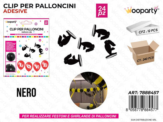 Clips per Palloncini Nero 24 Pcs