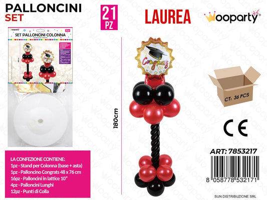 Set Palloncini Colonna Laurea 21PCS 180CM/ Pz da 6