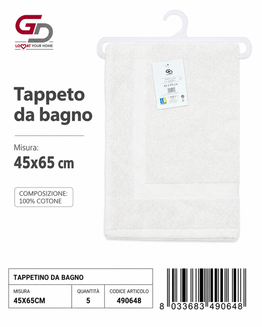 Tappeto Da Bagno White 45 X 65 Cm 100%Cotone