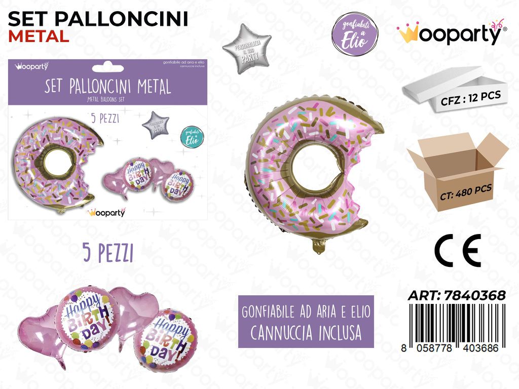Set Palloncini Metal H. Birthday 5PCS